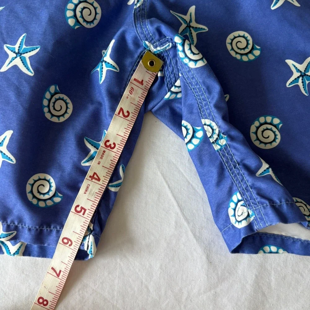 Michaels Swim Trunks Mens Large Blue Starfish Seashell Nautical Board Shorts USA